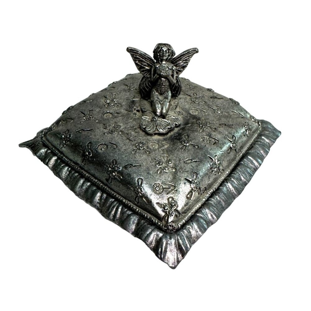 Tooth Fairy Trinket Box by Metzke Made in USA Pewter Pillow 3" x 3"